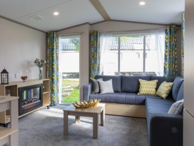 living room in holiday home for caravan holidays in lancashire